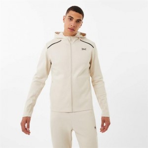 Beige Everlast Elevated Zip Through Men's Hoodie | 49736EBOR