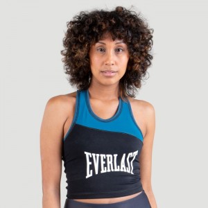 Black Blue Everlast Colorblock Middie Women's Sports Bra | 19640TLDY