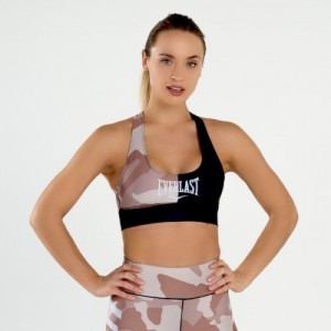 Black Everlast Colorplay Women's Sports Bra | 35820RNHG