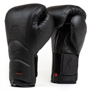 Black Everlast Elite Hook & Loop Training Unisex Boxing Gloves | 40961XZBH