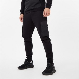 Black Everlast Fleece Cargo Men's Sweatpants & Joggers | 02786EXUH