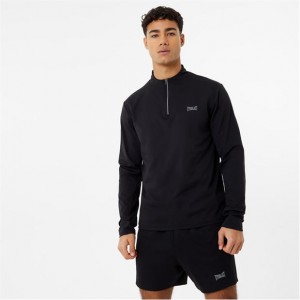 Black Everlast Half Zip Top Men's T-Shirt | 16074DKXU