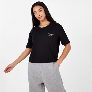 Black Everlast Logo Crop Women's T-Shirt | 60395LBZW