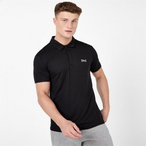 Black Everlast Logo Men's Polo | 68301DLWE