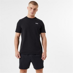 Black Everlast Logo Men's T-Shirt | 04785WUPE