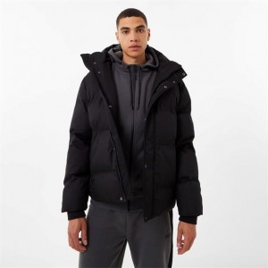 Black Everlast Logo Puffer Men's Jackets | 70319MRGQ