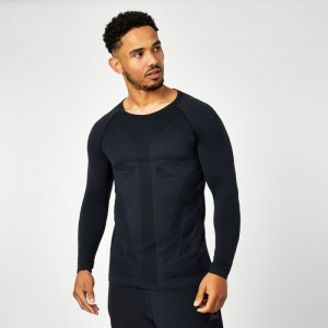 Black Everlast Longsleeve Seamless Men's T-Shirt | 31405RBYM