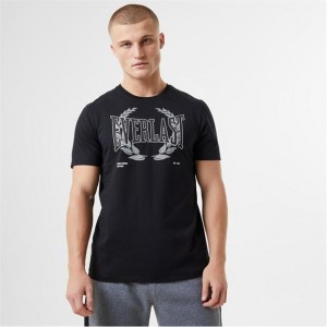 Black Everlast MX Laurel Men's T-Shirt | 54980VYZR