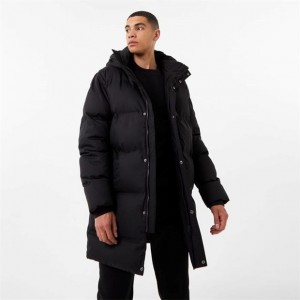 Black Everlast Mid-Length Puffer Men's Jackets | 63041CIMF