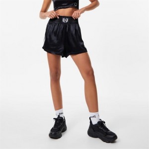 Black Everlast Satin Women's Shorts | 43021PWFQ