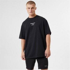 Black Everlast Script Men's T-Shirt | 58674FABS