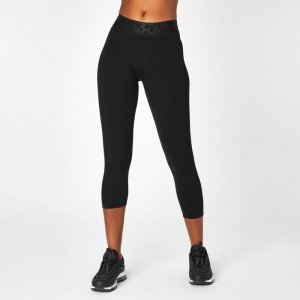 Black Everlast Seamless Paneled Capri Women's Legging | 52896BSEL