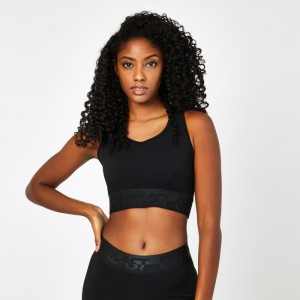 Black Everlast Seamless Paneled Women's Sports Bra | 49612UZHK