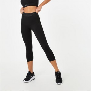 Black Everlast Seamless Panelled Capri Women's Legging | 42907MTOX