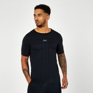 Black Everlast Shortsleeve Seamless Men's T-Shirt | 74251KIJV