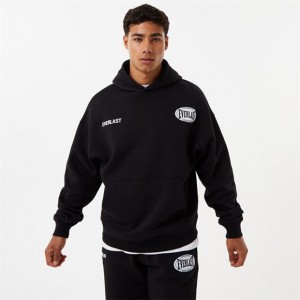 Black Everlast Warp Graphic Overhead Men's Hoodie | 34876JFVM