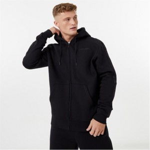 Black Everlast Zip Men's Hoodie | 05389KPRB