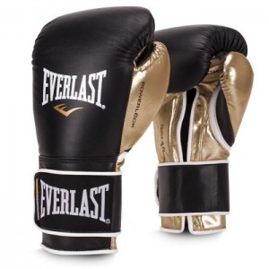 Black Gold Everlast Powerlock Hook & Loop Training Unisex Boxing Gloves | 87204MTYO