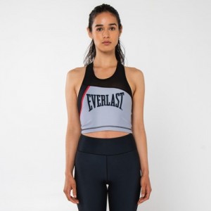 Black Grey Everlast Middie Women's Sports Bra | 04971NQIT