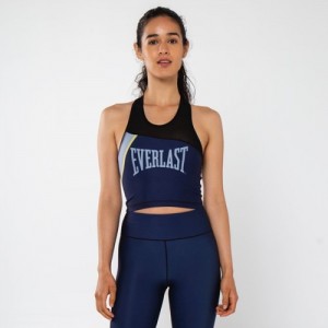 Black Navy Everlast Middie Women's Sports Bra | 28195EWBJ