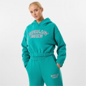 Blue Everlast Boxing Cropped Women's Hoodie | 68925HUDX