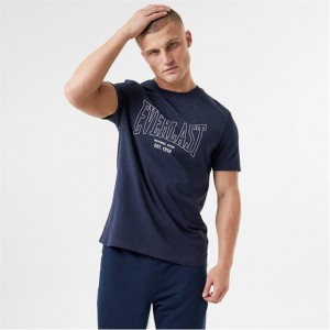 Blue Everlast Geo Print Men's T-Shirt | 78940RQMJ