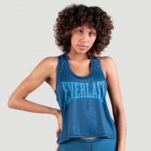 Blue Everlast Logo Colorplay Crop Women's Tank Top | 89152HAOU