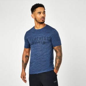 Blue Everlast Seamless Logo Men's T-Shirt | 45876NEZD