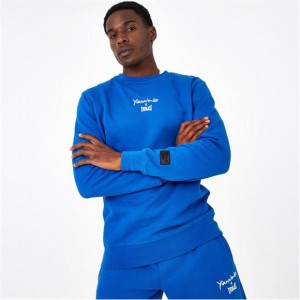 Blue Everlast X Yiannimize Crew Neck Men's Sweatshirt | 59468OEQN