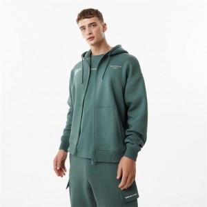 Green Everlast Boxing Club Zip Men's Hoodie | 73284CLPI