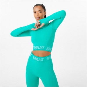 Green Everlast Seamless Long Sleeve Women's T-Shirt | 21705VFLA