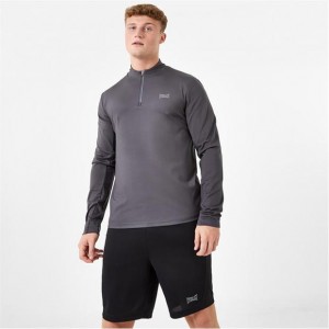 Grey Everlast Half Zip Top Men's T-Shirt | 08596HGBE