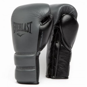 Grey Everlast Powerlock2 Pro Fight Unisex Boxing Gloves | 45639UWSD