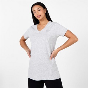 Grey Everlast V Neck Women's T-Shirt | 36028DMQR