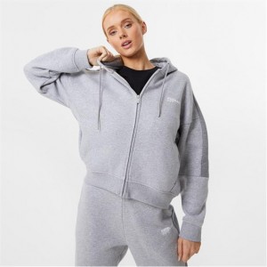 Grey Everlast X Block Zip Women's Hoodie | 47532MHWE