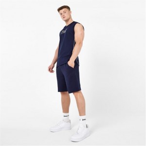 Navy Everlast Elite Fleece Men's Shorts | 74650OMXE