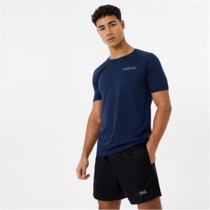 Navy Everlast Longline Training Men's T-Shirt | 56038XUAW