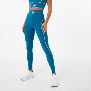 Teal Everlast Piping Detail Women's Legging | 48350PEWH