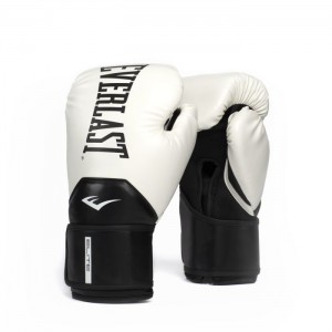 White Black Everlast Elite 2 Unisex Boxing Gloves | 57218DXWR