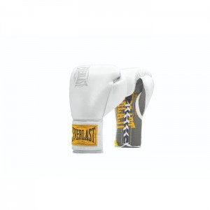 White Everlast 1910 Pro Sparring Laced Unisex Boxing Gloves | 84306MDRJ