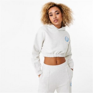 White Everlast Cropped Women's Hoodie | 19246AKPC