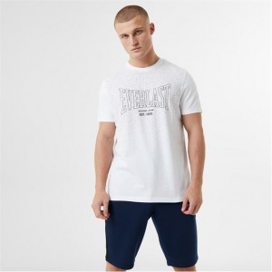 White Everlast Geo Print Men's T-Shirt | 02597VIWL