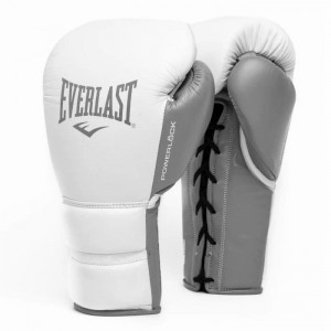 White Everlast Powerlock2 Pro Fight Unisex Boxing Gloves | 20687YAPC