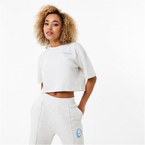 White Marl Everlast Cropped Women's T-Shirt | 82071EJHA