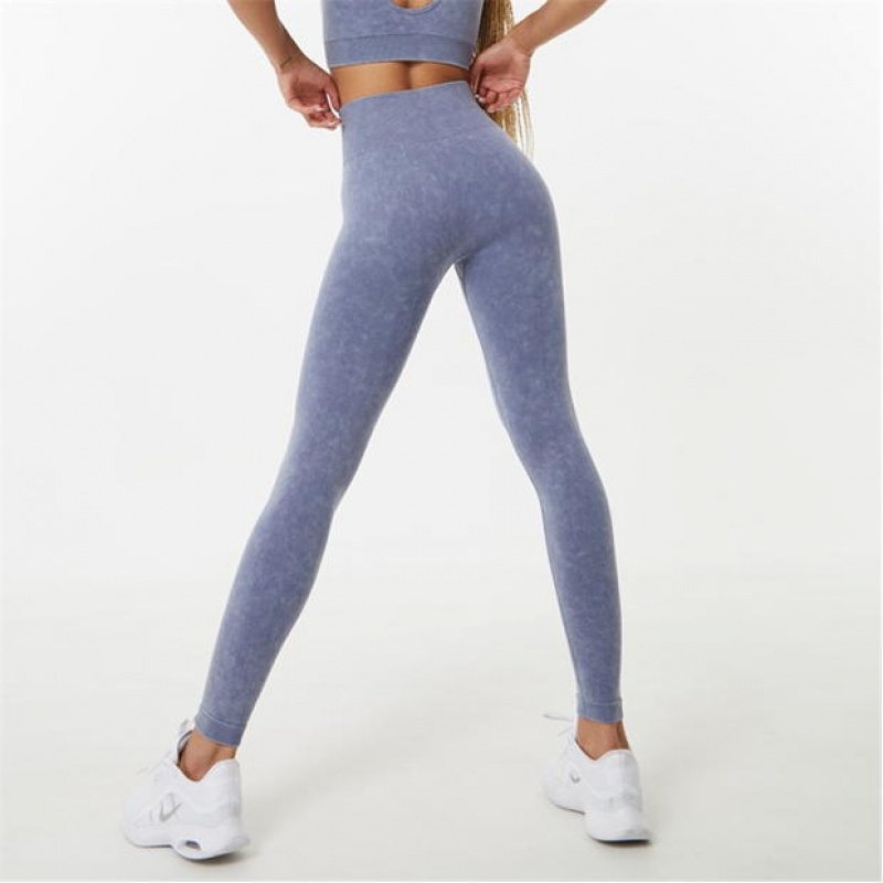 Acid Blue Everlast Seamless Acid Wash Women's Legging | 63415VKLX