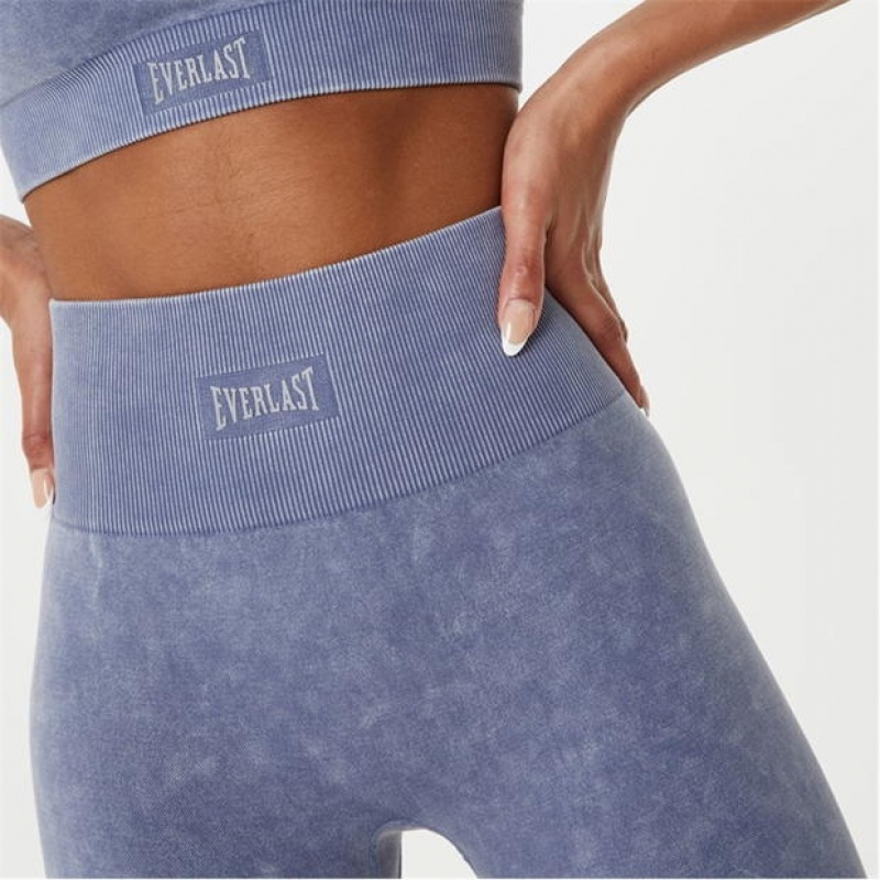 Acid Blue Everlast Seamless Acid Wash Women's Legging | 63415VKLX