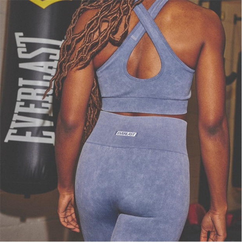 Acid Blue Everlast Seamless Acid Wash Women's Legging | 63415VKLX