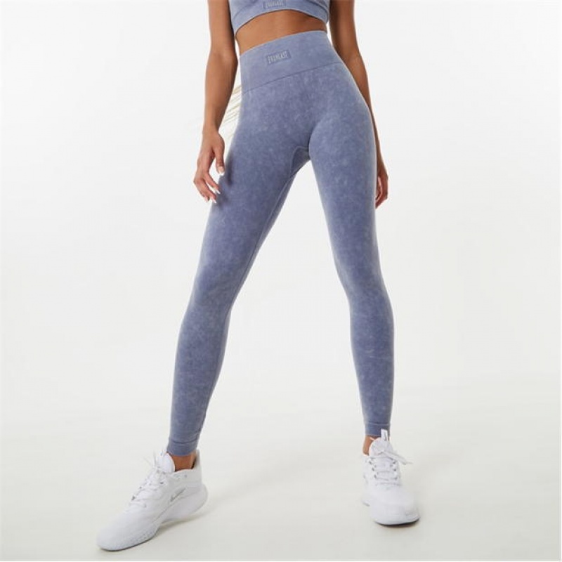 Acid Blue Everlast Seamless Acid Wash Women\'s Legging | 63415VKLX