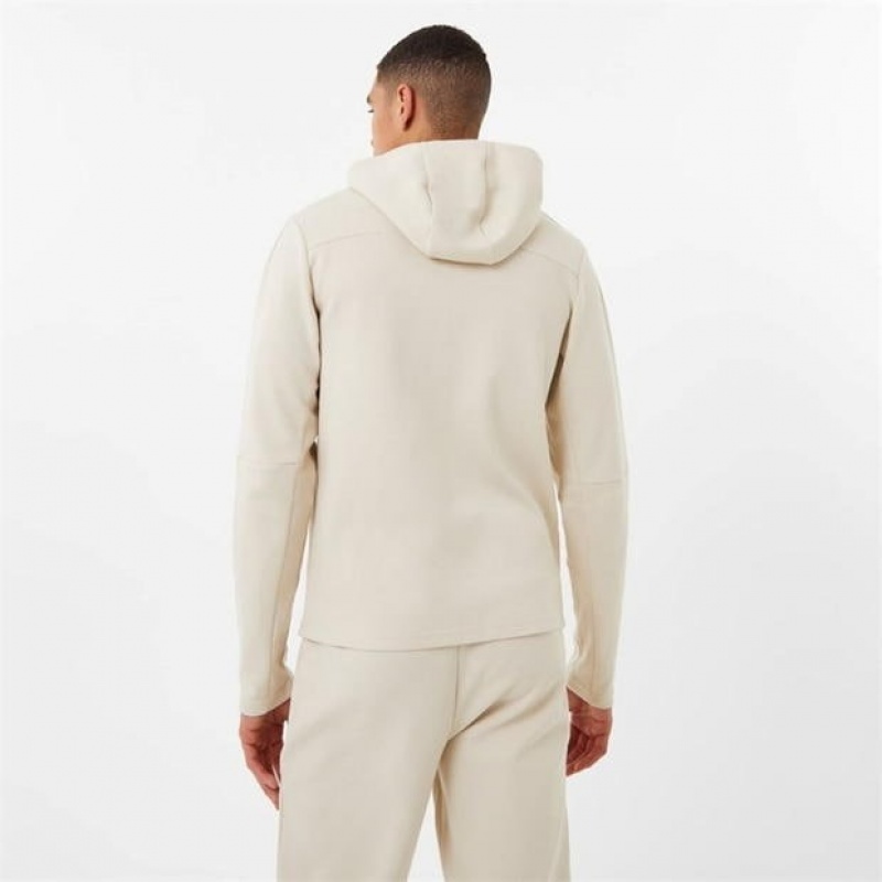 Beige Everlast Elevated Zip Through Men's Hoodie | 49736EBOR