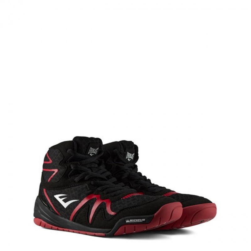 Black/Red Everlast Pivot Low Top Men's Boxing Shoes | 19653WTXG